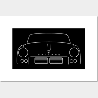 Triumph Spitfire 4 Mk2 classic car outline graphic (white) Posters and Art